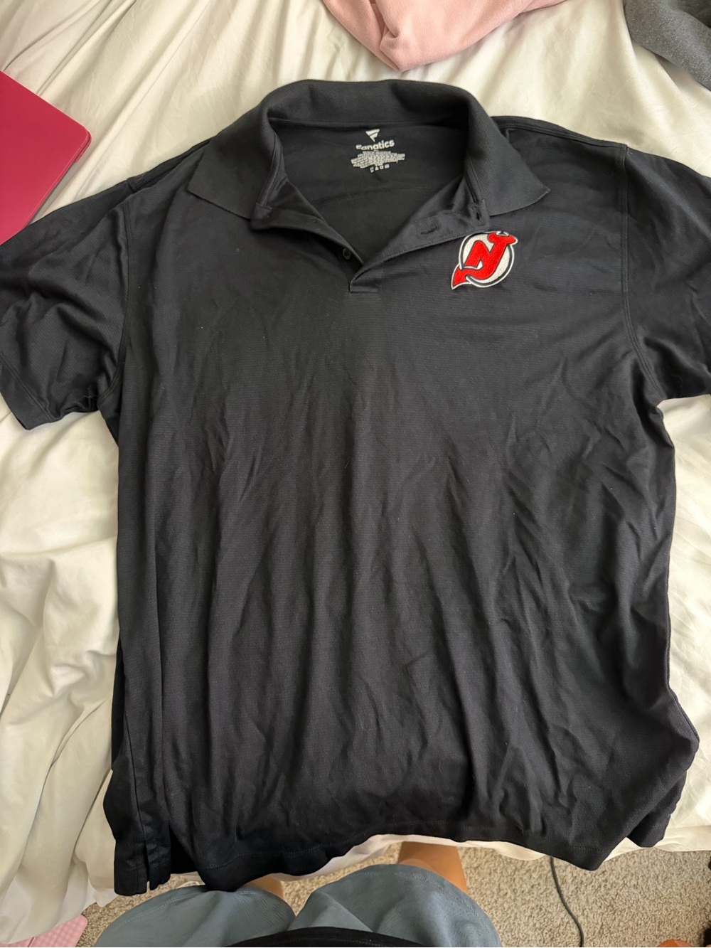 Fanatics Black Polo with Red Team Emblem